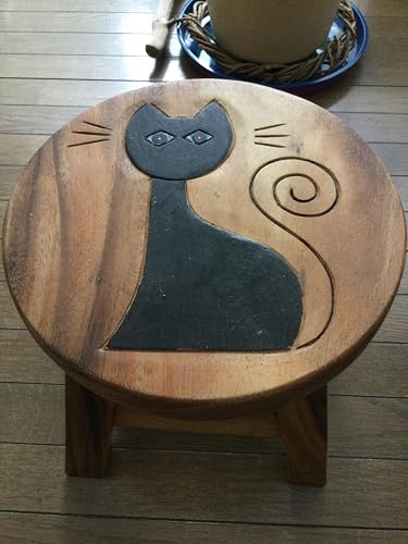 Amazon.co.jp: スツール 木製 子供 椅子 おしゃれ 猫 黒猫 ミニ